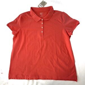 G.H. Bass Womens Polo Shirt Short-Sleeve Coral Orange size XXL New